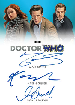 Triple Autograph card signed by Matt Smith, Karen Gillan and Arthur Darvill